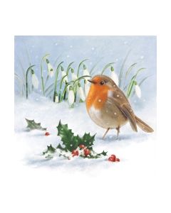 Салфетка (SN0309) 33x33 cm - Robin, Holly & Snowdrops