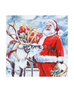 Салфетка (SN0314) 33x33 Santa with Reindeer