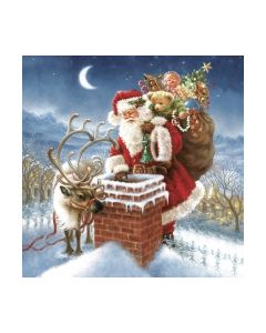 Салфетка (SN0331) 33x33 Santa Claus & Chimney