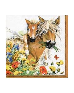 Салфетка (SN1037) 33x33,  Horses in Summer Meadow