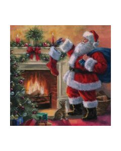 Салфетка (SN1102) 33x33 cm - Santa placing Presents in Stockings