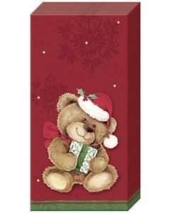 Салфетка (SN1202) 21x21 CHRISTMAS TEDDY red