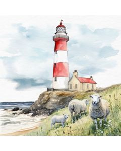 Салфетка (SN1205) 33x33, Lighthouse & Sheep