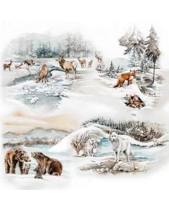 Салфетка (SN1242) 33x33 cm - Natural Animals in Winter