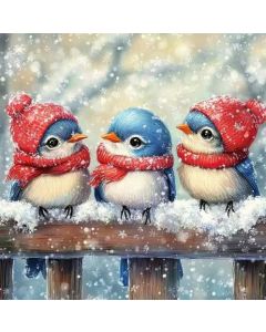 Салфетка (SN1247) 33x33 cm - Cute Winter Birds Trio