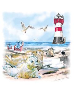 Салфетка (SN0422) 33x33, Seals on the beach