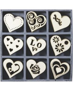 Дървени елементи LOVE, 45 бр. (1111)