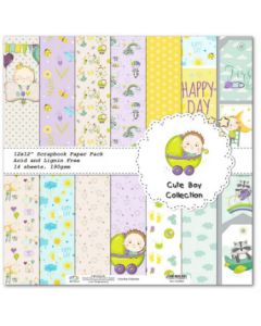 К-т дизайнерски картони 30 x 30 см, 14л, 190 гр. - Cute Boy Collection