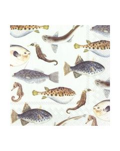 Салфетка (SN0959) 33x33, FISH OF THE SEA light blue