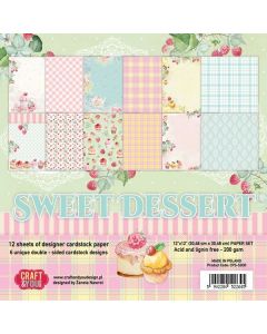 К-т дизайнерски скрапбукинг картони 30,5 x 30,5 см, 12 бр, 200 гр, Sweet Dessert (CPS-SD30)